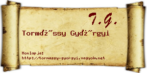 Tormássy Györgyi névjegykártya