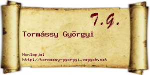 Tormássy Györgyi névjegykártya